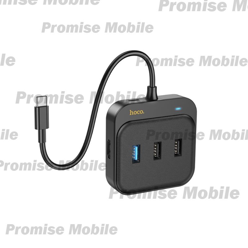 Адаптер Type-C Hoco HB38 (PD 100W/порты HDTV, SD, TF, USB 3.0, USB2.0*2) <черный> ― Розничный PromiseMobile
