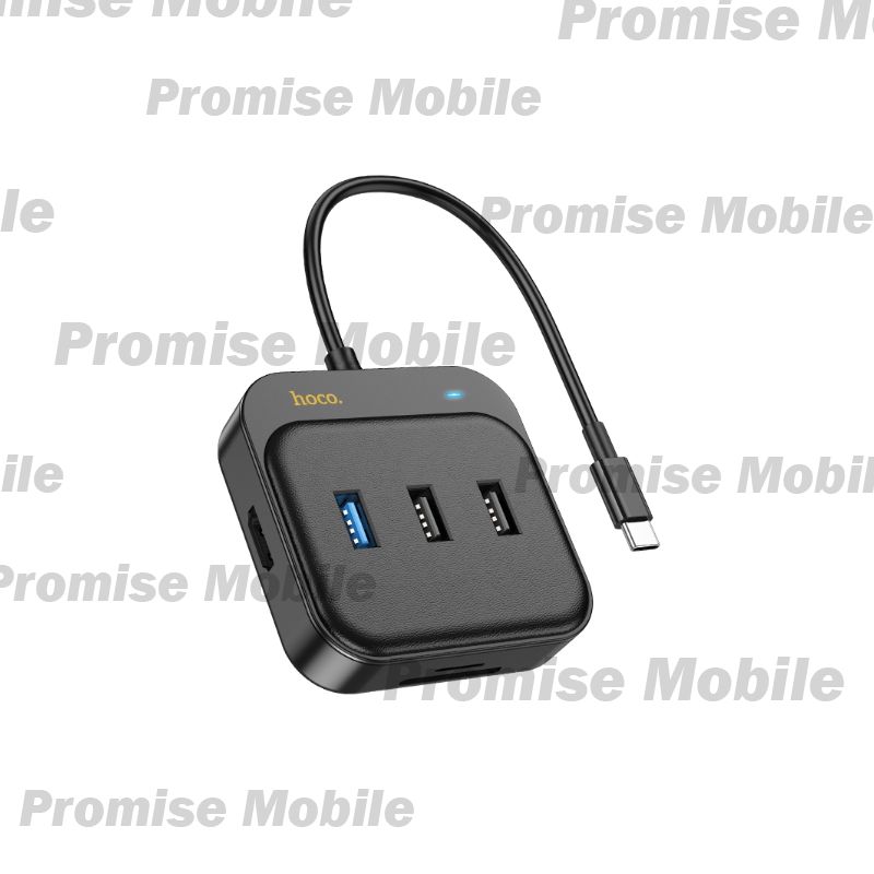 Адаптер Type-C Hoco HB38 (PD 100W/порты HDTV, SD, TF, USB 3.0, USB2.0*2) <черный> ― Розничный PromiseMobile