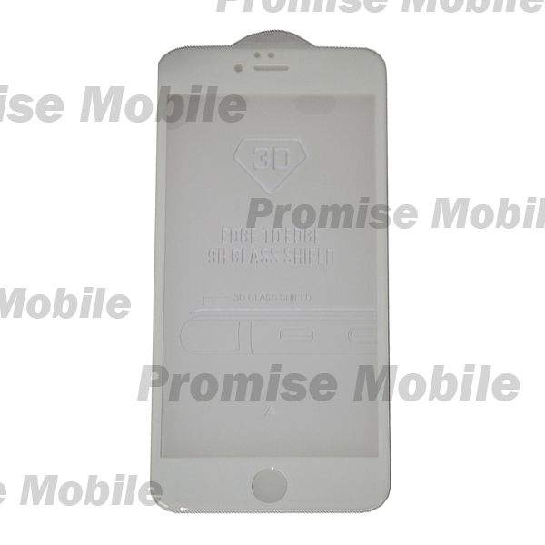 Защитное стекло для Apple iPhone 6 Plus (супер закаленное, полное покрытие 3D 0.3 мм) <белый> ― Розничный PromiseMobile