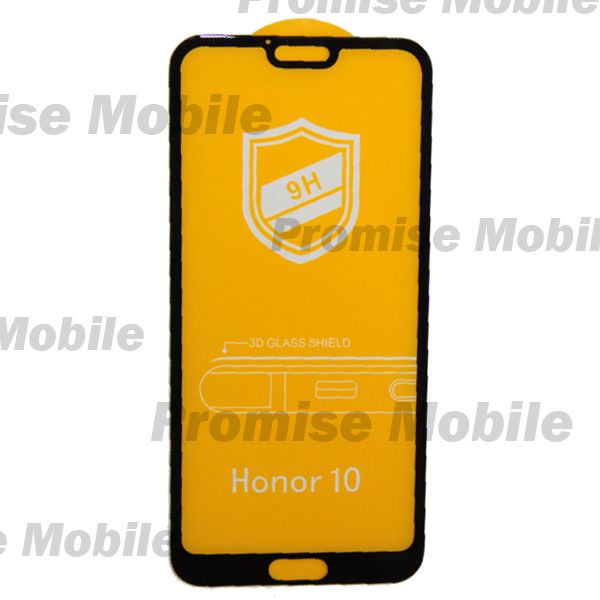 Защитное стекло для Honor 10 (COL-L29) (2.5D/закаленное, полная наклейка) <черный> в блистере ― Розничный PromiseMobile