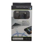 Кабель USB Apple iPhone Lightning плоский светящийся <черно-синий>