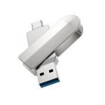 Карта памяти USB 3.0 + USB-C 64 Gb Hoco UD10 Wise <серебристый>