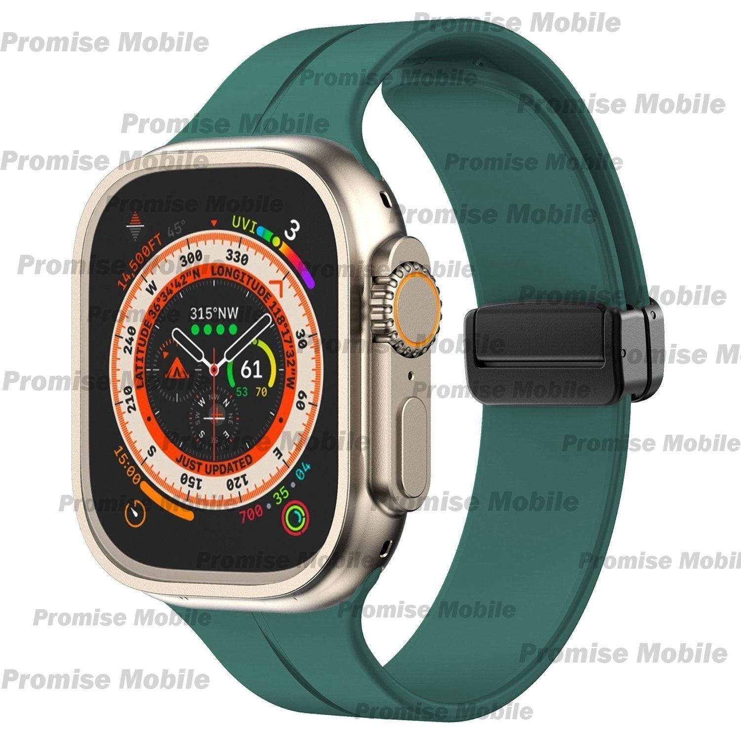 Ремешок для Apple Watch Series 6 (44 mm) силиконовый на магните <темно-зеленый> ― Розничный PromiseMobile