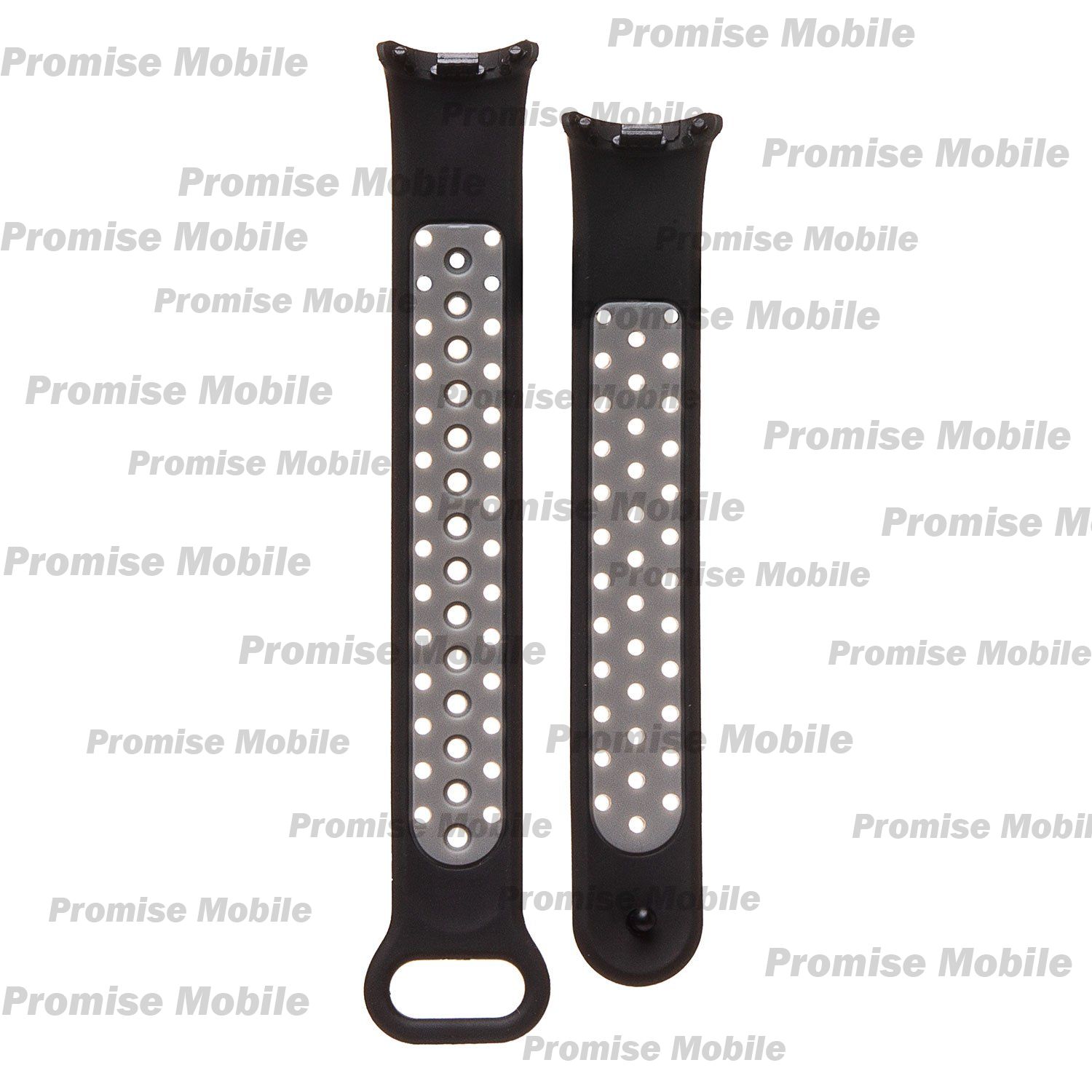 Ремешок для Xiaomi Mi Band 8 силиконовый перфорированный <черно-серый> ― Розничный PromiseMobile