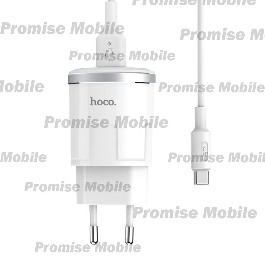 Сетевое зарядное устройство USB Hoco C37A (2.4A/кабель Type-C) <белый> ― Розничный PromiseMobile