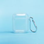 Чехол для кейса наушников Apple AirPods силиконовый с карабином <прозрачный>