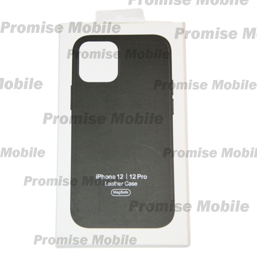 Чехол для Apple iPhone 12 Leather MagSafe <черный> (премиум) ― Розничный PromiseMobile