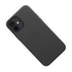 Чехол для Apple iPhone 12 Leather MagSafe <черный> (премиум)