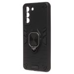 Чехол для Samsung SM-G990B (Galaxy S21 FE) силиконовый противоударный с кольцом <черный>