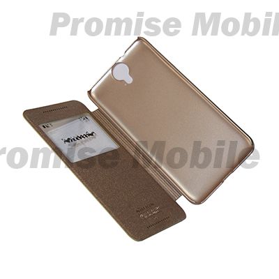Чехол для HTC OPJX100 флип боковой пластик-кожзам с окошком Nillkin Sparkle <золотой> ― Розничный PromiseMobile