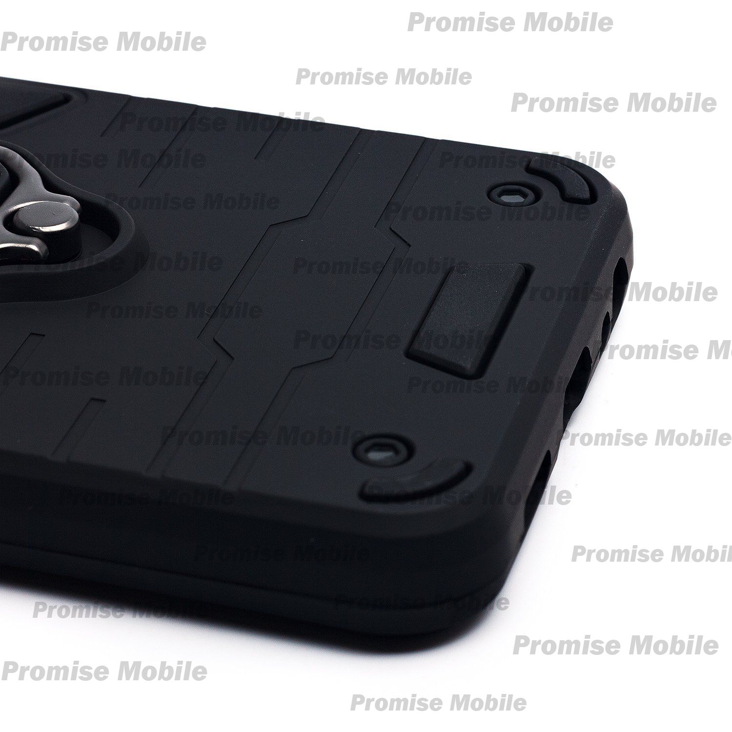 Чехол для Tecno Spark 8C (KG5n) силиконовый противоударный с кольцом <черный> ― Розничный PromiseMobile
