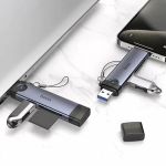 Кард-ридер Hoco HB56A для портов USB+Lightning (USB/SD/MicroSD) <серый>