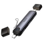 Кард-ридер Hoco HB56B для портов USB-C+Lightning (USB/SD/MicroSD) <серый>
