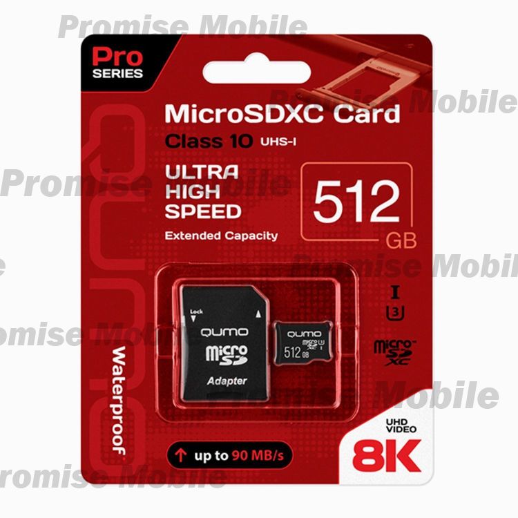 Карта памяти MicroSD 512 Gb CL10 Qumo (UHS-1) в блистере с адаптером ― Розничный PromiseMobile
