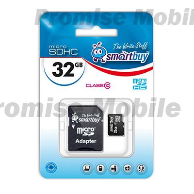Карта памяти MicroSDHC 32 Gb CL10 Smart Buy в блистере с адаптером ― Розничный PromiseMobile