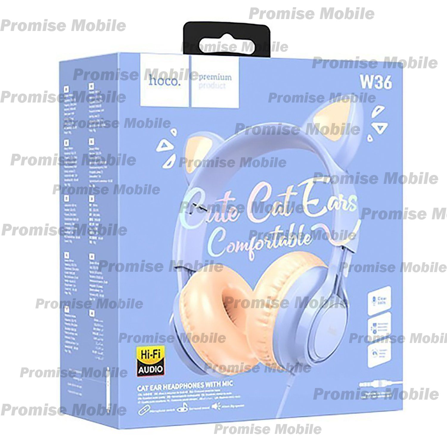 Гарнитура 3.5 Hoco Cat W36 <голубой> ― Розничный PromiseMobile