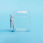 Чехол для кейса наушников Apple AirPods 2 силиконовый с карабином <прозрачный>
