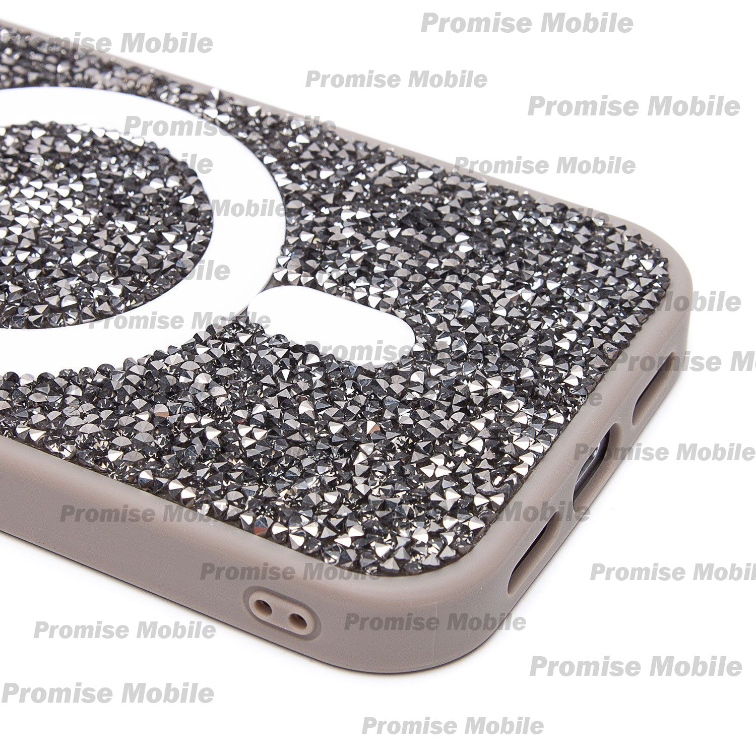 Чехол для Apple iPhone 15 Pro пластиковый POSH SHINE кристаллы <серый> ― Розничный PromiseMobile