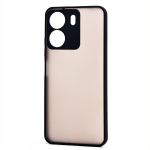 Чехол для Xiaomi Poco C65 пластиковый с окантовкой <черный>