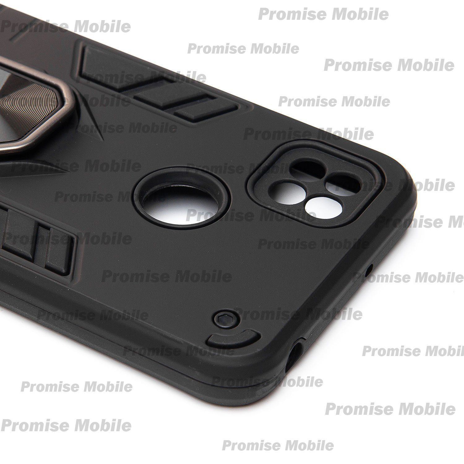 Чехол для Xiaomi Redmi 10A силиконовый противоударный с кольцом <черный> ― Розничный PromiseMobile