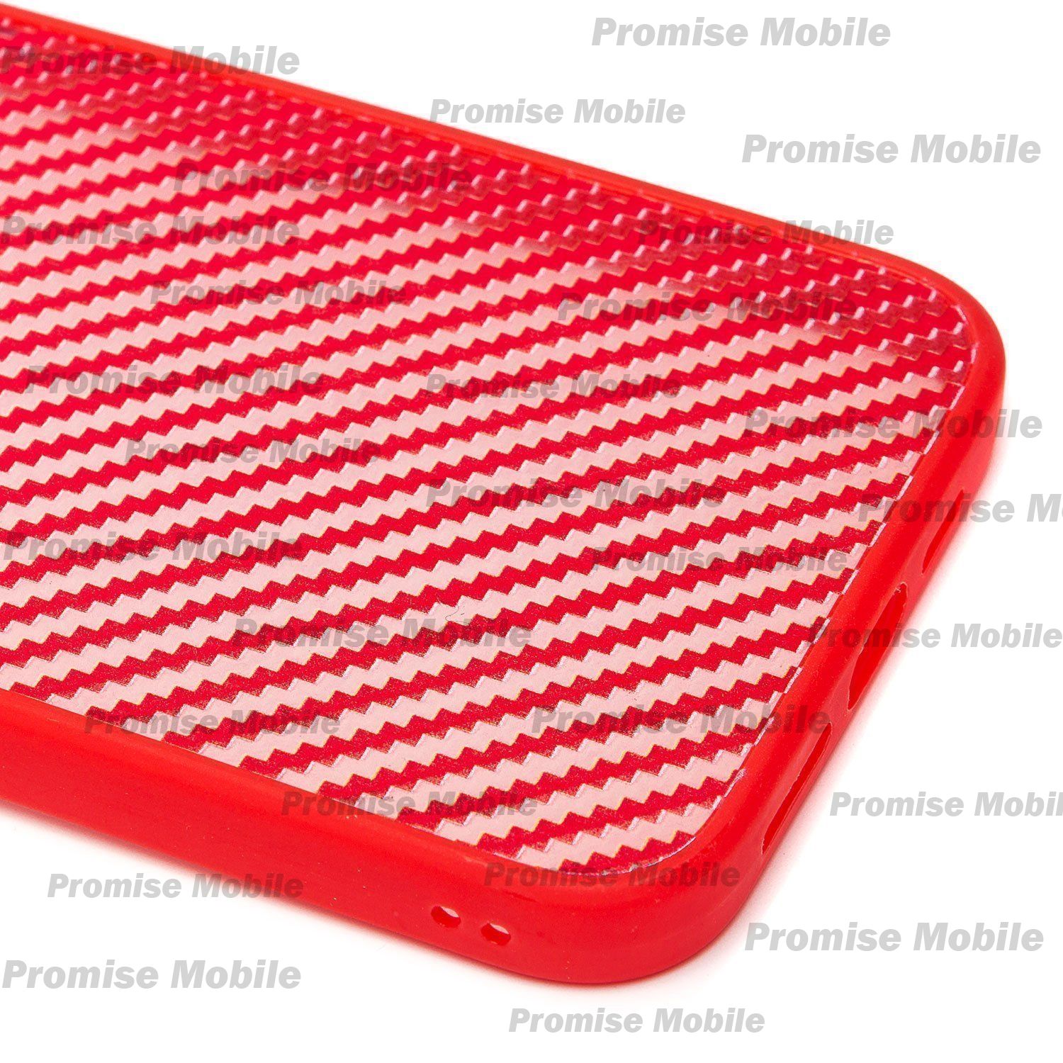 Чехол для Apple iPhone 13 Pro Max пластиковый вставка под карбон <красный> ― Розничный PromiseMobile