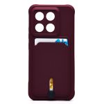 Чехол для Xiaomi 14 силиконовый с картхолдером №4 <бордовый>