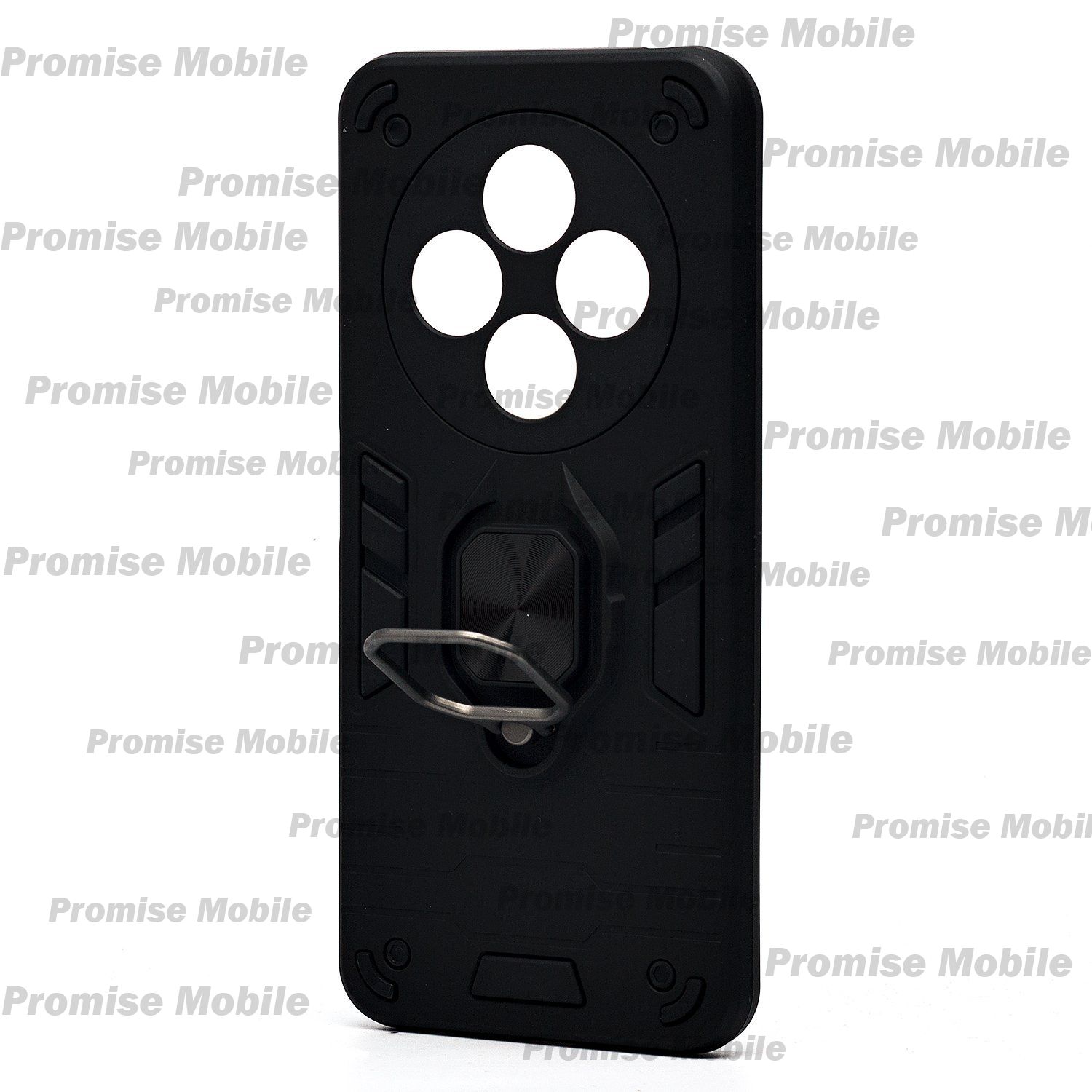 Чехол для Xiaomi Poco C65 силиконовый противоударный с кольцом <черный> ― Розничный PromiseMobile