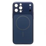Чехол для Apple iPhone 13 Pro Max пластиковый со стеклянной вставкой AG-Glass <темно-синий>