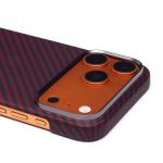 Чехол для Apple iPhone 17 Pro Max пластиковый MagSafe POSH KEVLAR <темно-красный>