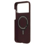 Чехол для Apple iPhone 17 Pro Max пластиковый MagSafe POSH KEVLAR <темно-красный>