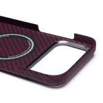 Чехол для Apple iPhone 17 Pro Max пластиковый MagSafe POSH KEVLAR <темно-красный>