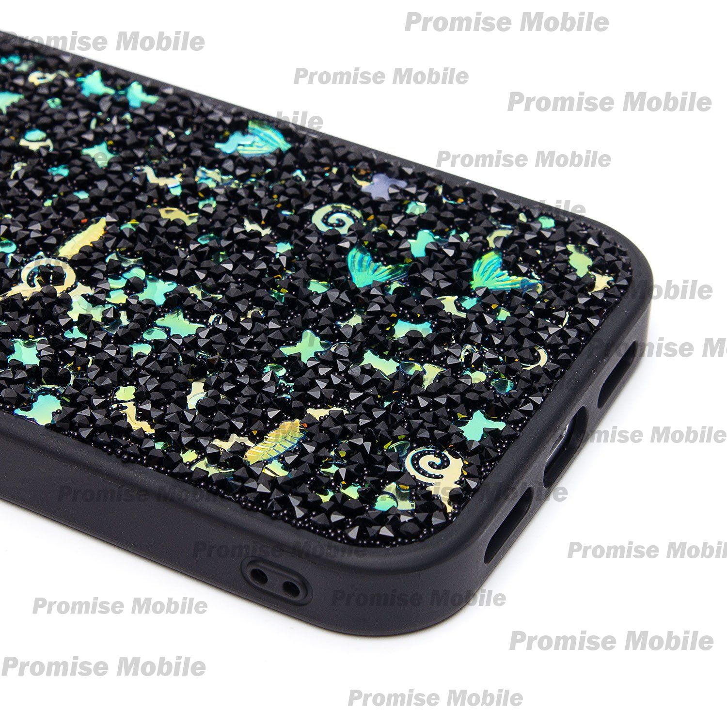 Чехол для Apple iPhone 15 Pro пластиковый POSH SHINE цветы <черный> ― Розничный PromiseMobile