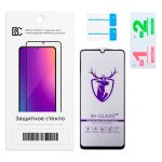 Защитное стекло для Honor X7 (CMA-LX1) (2,5D/закаленное, полная наклейка) <черный> в блистере