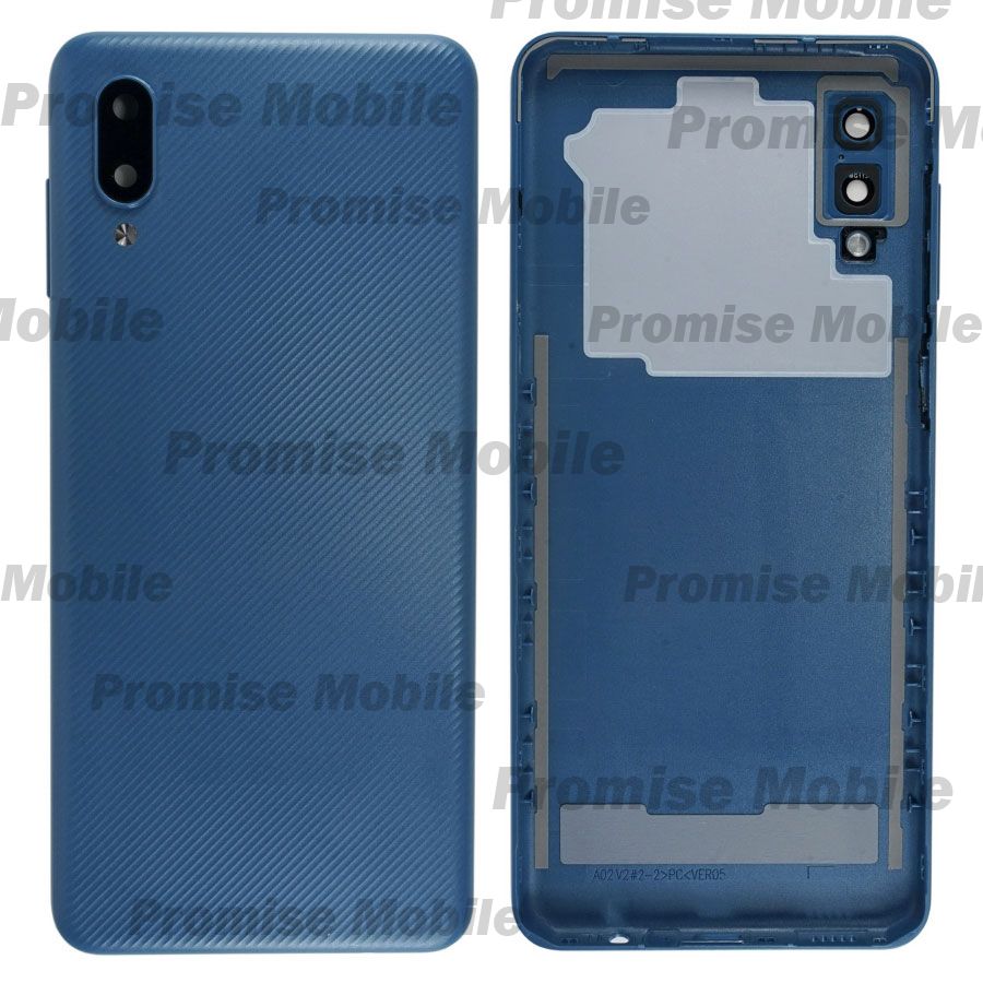 Задняя крышка для Samsung SM-A022F (Galaxy A02) со стеклом камеры <синий> ― Розничный PromiseMobile